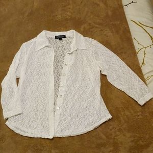 Karen Kane flower pattern sheer button up